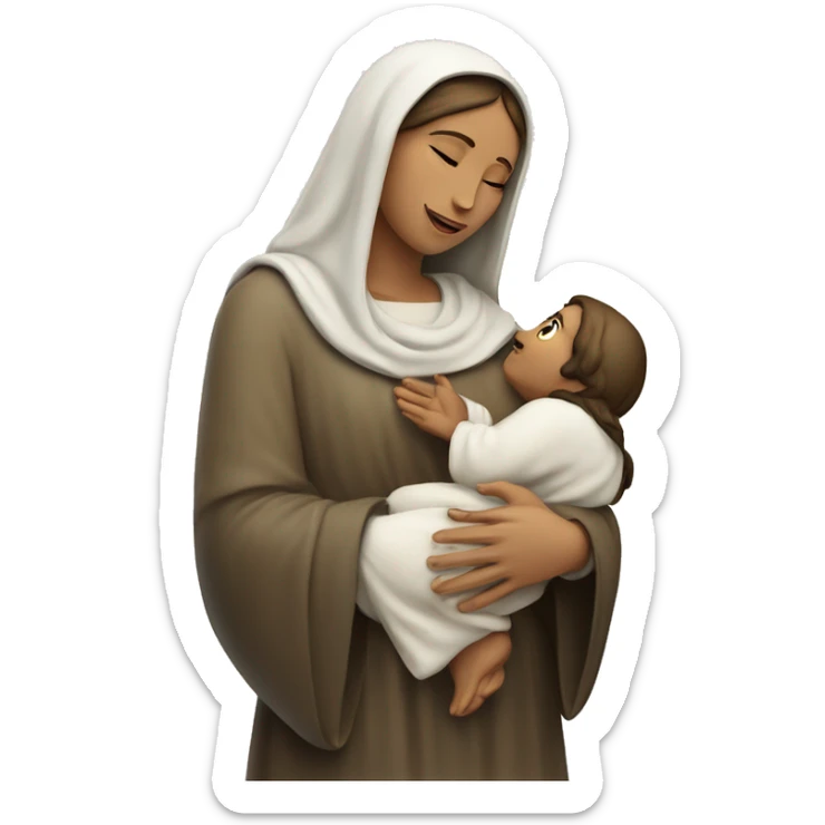 Maria mother of Jesus with Jesus in hands white skin sticker