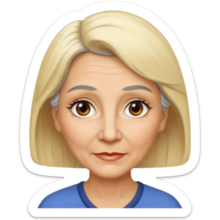 Rea emoji bionda di 70 anni occhi castani sopracciglia nere sticker