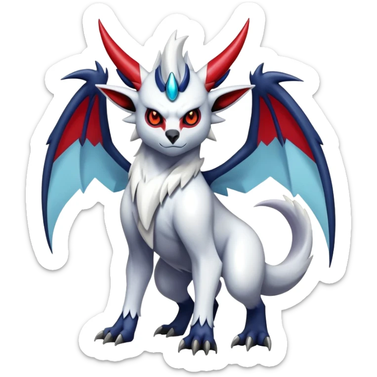 Shiny Colorful Gothic Exotic Badass Cool Absol-Zangoose-Pokémon-Fakémon-hybrid-creature (full body) sticker