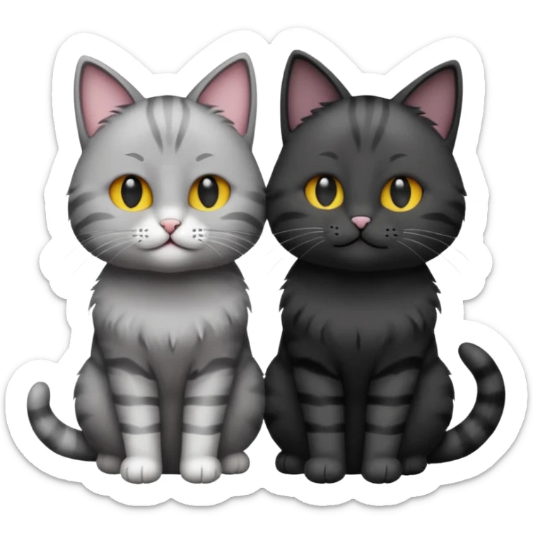 You can make an emoji of two cats looking at each other, one black and the other gray. sticker