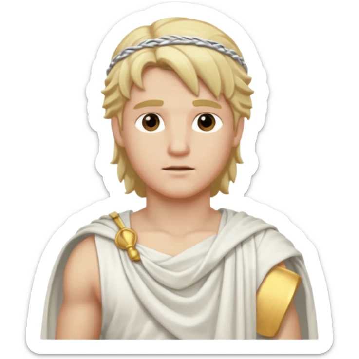 Adonis, Beauty God from Rome Mythology with long blonde hair, white outfit sticker