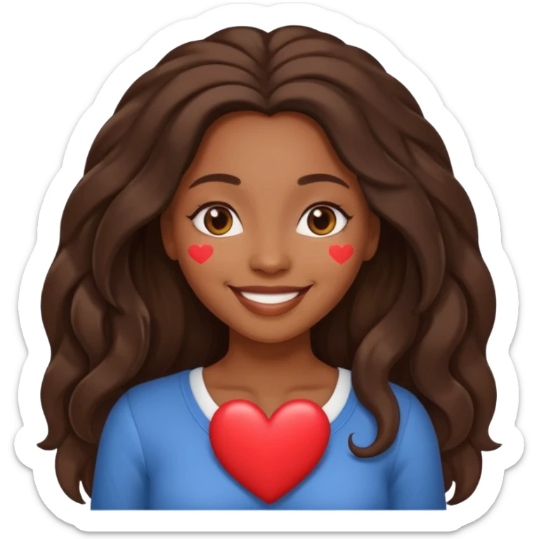 Cute African American woman with long hair,  heart eyes smiling sticker