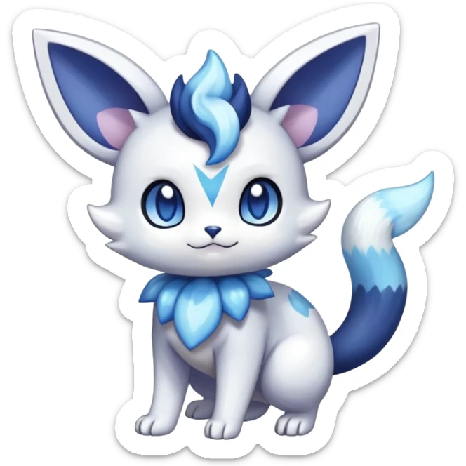 Colorful Sparkly Shiny Exotic Meowstic-Minccino-Espurr-Fakémon-hybrid-creature (full body)  sticker
