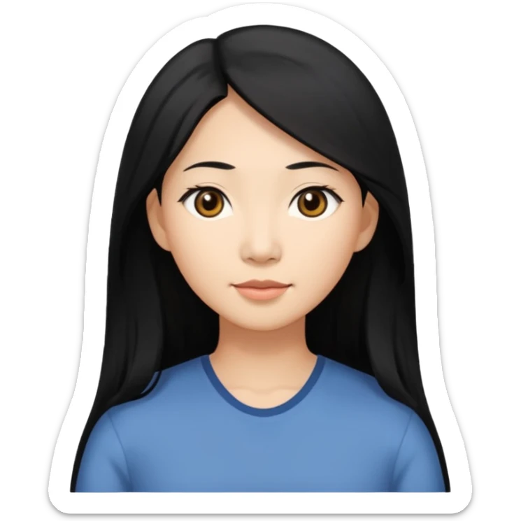 asian mom with long black hair and big brown eyes emoji sticker