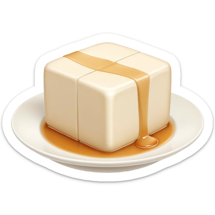 Cinematic Realistic Silken Tofu Dish Emoji, depicted as soft, smooth tofu in a delicate sauce rendered with lifelike detail and gentle, natural lighting. sticker