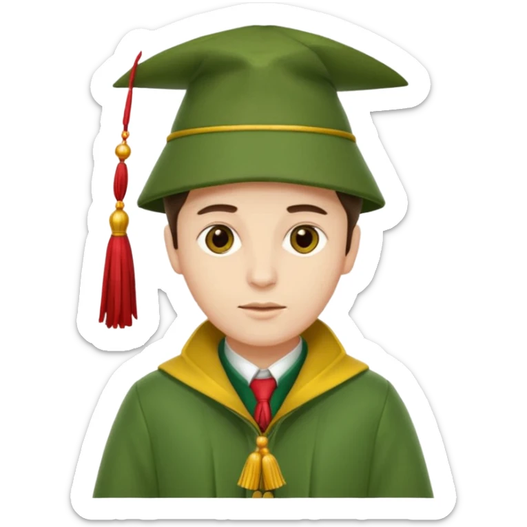 Vytvoř mi vodníka se zeleným sakem a zeleným kloboukem s cervenyma a zlutyma trasnickama sticker