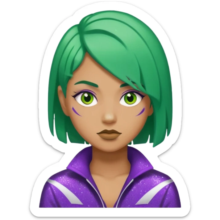 Glitter Purple and White Joker Gangster Green Hair sticker