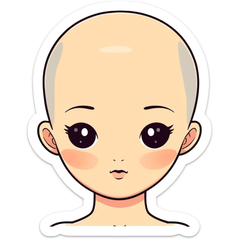 Girl with shaved head and birthmark who is very fat and has big nostrils and a lazy eye sticker