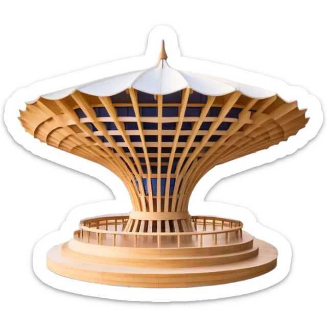Cinematic Realistic Metropol Parasol Landmark Emoji, depicted with a modern wooden structure set against a vibrant cityscape rendered with detailed textures and dynamic, contemporary lighting. sticker