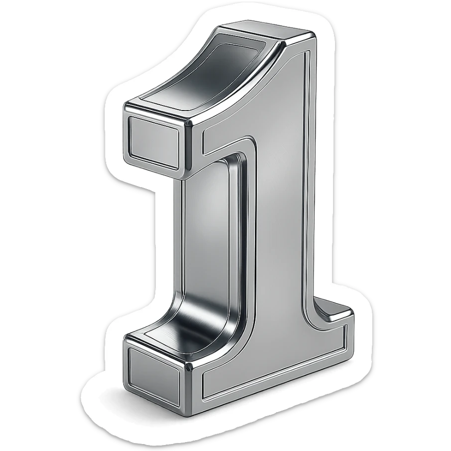 number 1 in chrome 3D emoji style sticker