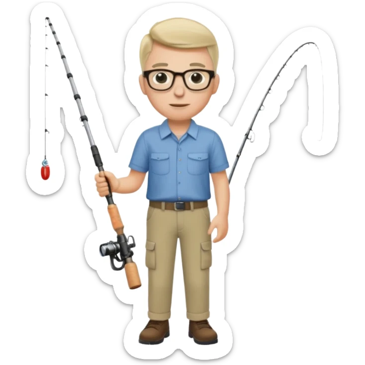 Accountant who wears glasses and loves fishing with fair skin and bold spot no hat sticker