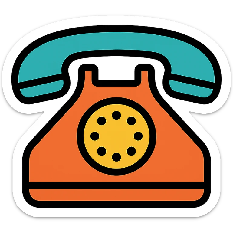 telephone, color outline icon style, subtle color accents and black outlines sticker