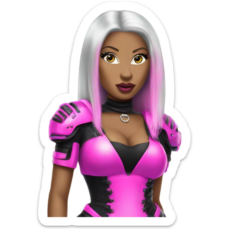 nicki minaj wearing an electronic cyber neon black and pink outfit sticker