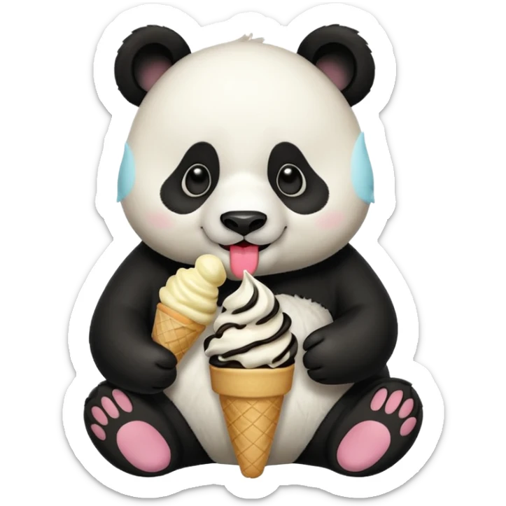 Panda eating ice cream sticker