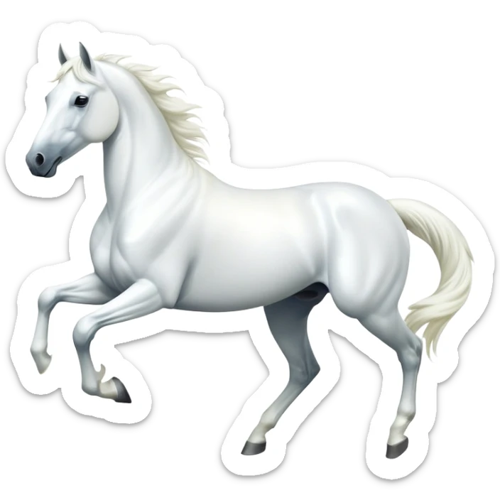 cinematic-[white horse]-realistic-full-body-galopping-emoji,-tail-flicking-lazily,-head-tilted-dramatically,-sleek-[white]-coat,-simplified-yet-realistic-focused-features,-highly-detailed,-glowing-with-an-almost-sarcastic-glow sticker