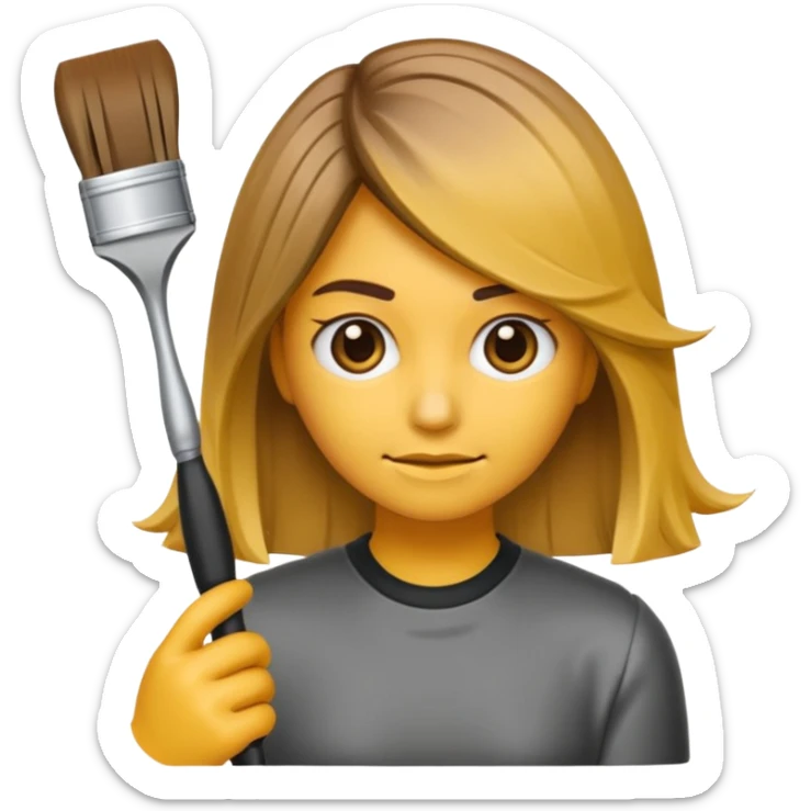 emoji de una persona que le estan haciendo mechas californianas con una brocha de tinte sticker