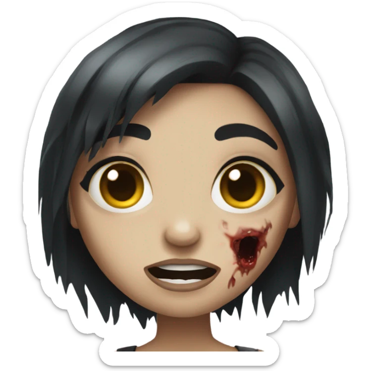 zombie girl with black hair sticker