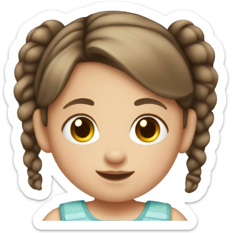 baby girl with brown hair and pigtails sticker