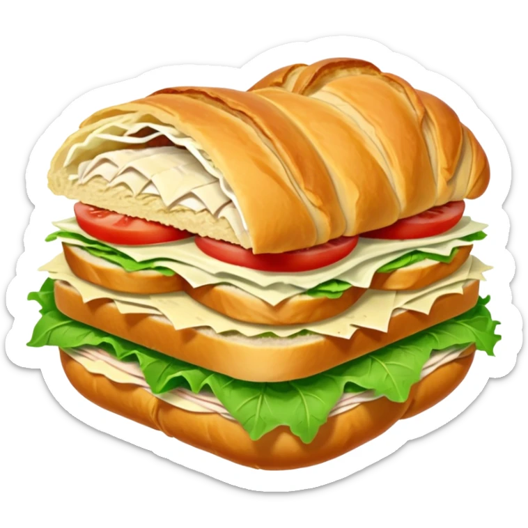 Croissant chicken and Cesar salad sandwich emoji. One layer of chicken and one layer of Cesar lettuce that’s it  sticker