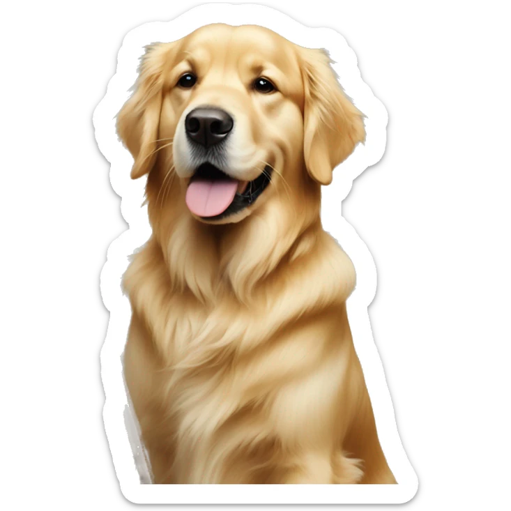 Golden retriever painting a picture of a man sticker