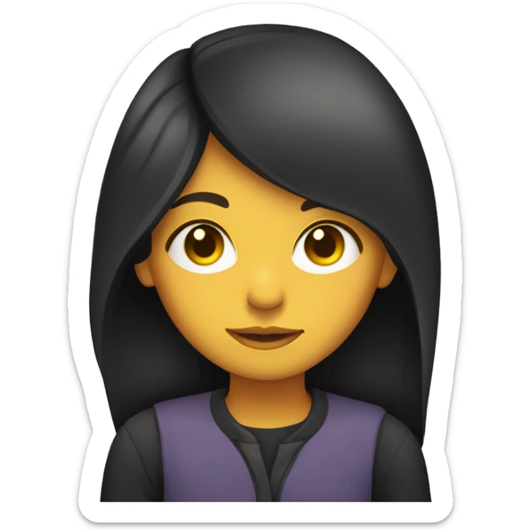 girl with lesbian flag, black straight hair and yellow eyes  sticker