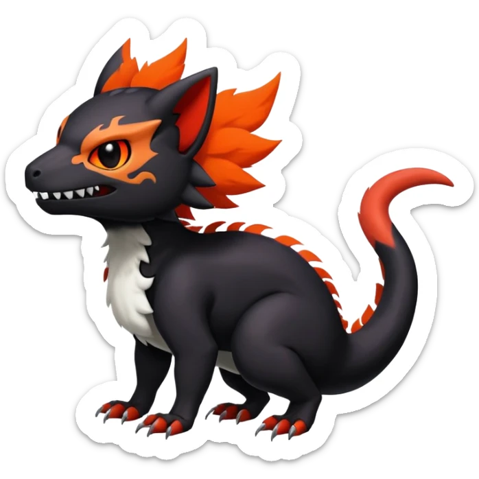 Salandit-Noibat-Litten-Hybrid with a white skull-face (Full body) sticker