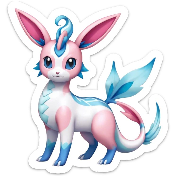 Shiny Cute Milotic-Sylveon-Glaceon-Vaporeon-Dragonair-Pokémon-hybrid-fusion full body sticker