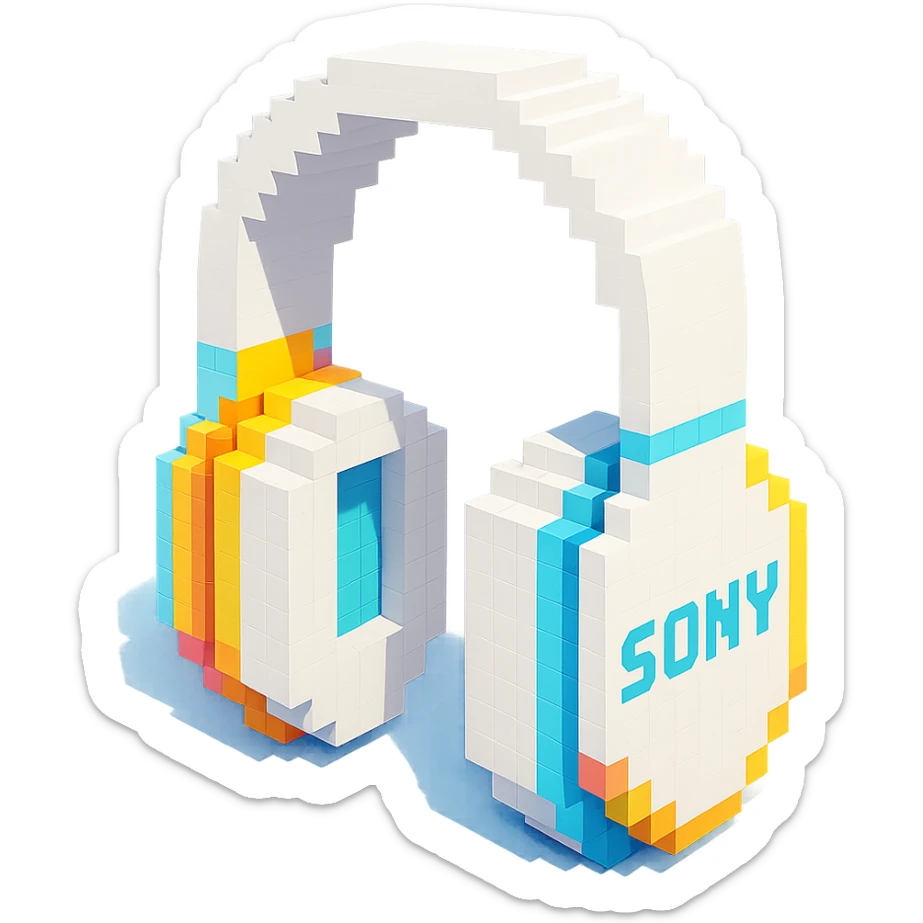 full-size white Sony headphones sticker