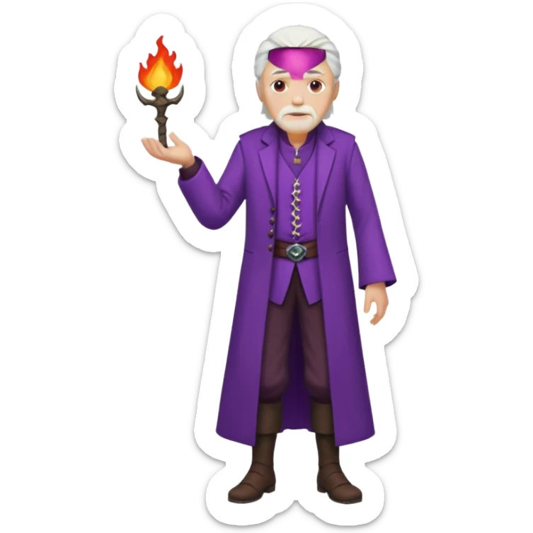 purple eyed white haired old man standing in Targaryen themed clothes, full body  sticker