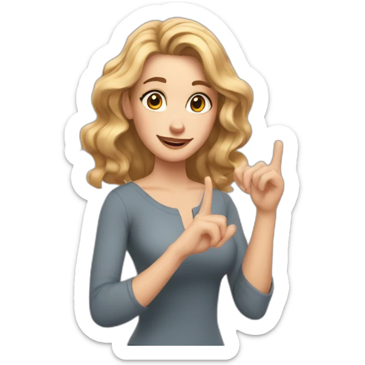 white woman with shoulder-length wavy hair, wearing an off-shoulder top, and making this gesture 🫶🏻 sticker