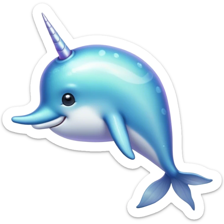 Cinematic Noble Narwhal Portrait Emoji, Poised and regal, with a sleek, iridescent body and a distinctive spiraled tusk, deep-set soulful eyes reminiscent of the ocean depths, Simplified yet sharp and sophisticated features, highly detailed, glowing with a soft, mystical glow, high shine, intelligent and enigmatic, stylized with an air of mythical allure, focused and graceful, soft glowing outline, capturing the essence of a watchful and confident sea unicorn that feels as though it could step out of the screen with effortless authority! sticker