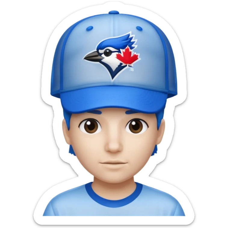 a see throug top of a roty that has a brain that you can whering a 67 shirt and a toronto blue jays hat sticker