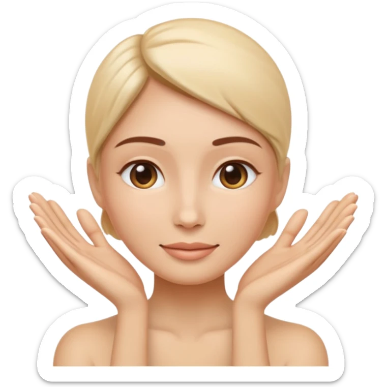 Minimal wellness-style emoji showing skin tightening,
a hand gently lifting and supporting facial skin upward,
subtle lifting gesture, smooth contours,
natural and calm look, non-medical, non-cosmetic,
no makeup, no injections, no surgery,
clean, modern, trustworthy wellness aesthetic sticker
