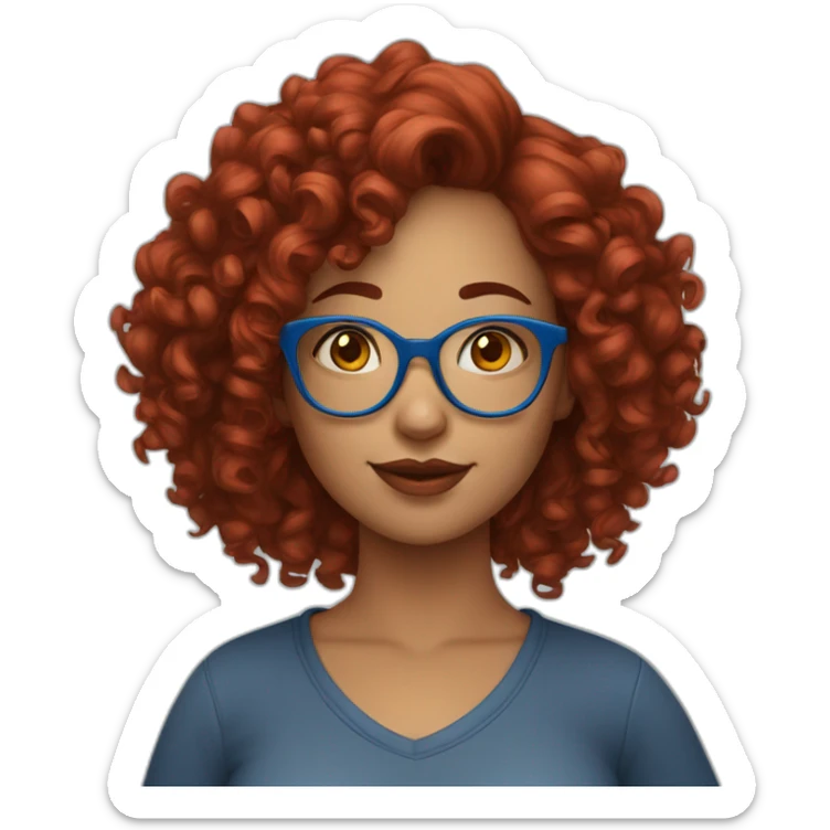 a-curvy-girl-with-dark-red-curly-hair-and-blue-glasses sticker