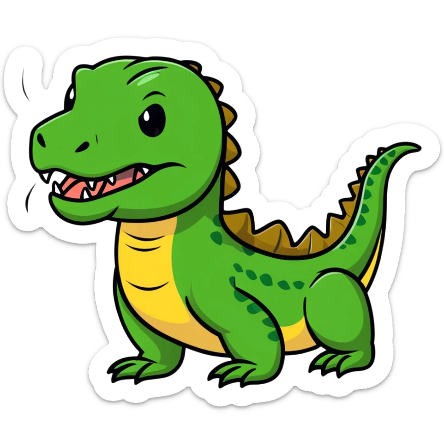 A fierce komodo dragon with detailed scales and flicking tongue sticker
