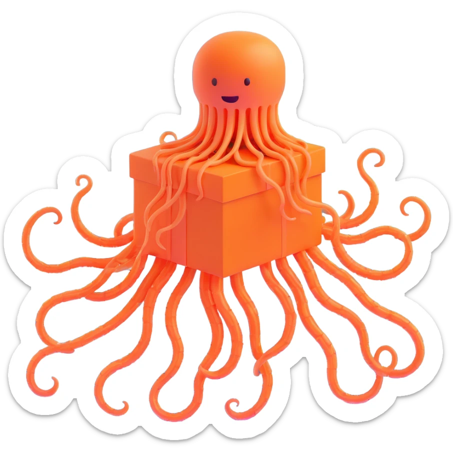 menacing box jellyfish with venomous tentacles close to a person swimming in blue water sticker
