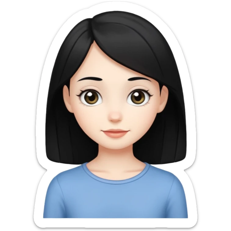 A white skin daughter with black hair and eyes. Skinny and cute sticker