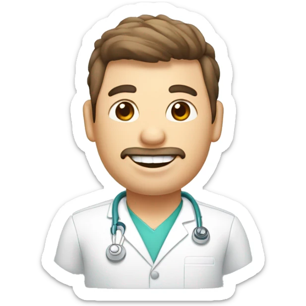 crea un avatar de un dentista gordito de medio cuerpo sticker