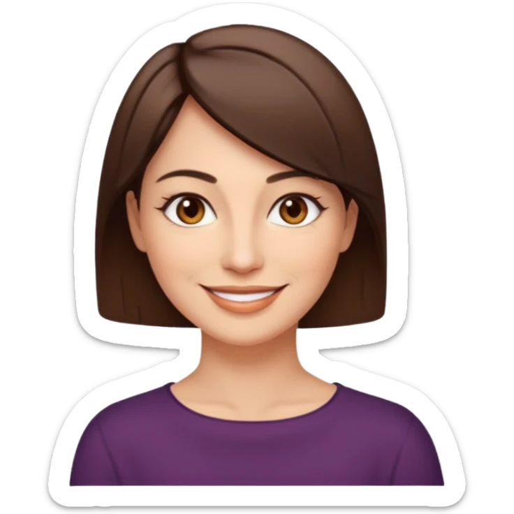 woman 40 years old brown eyes short brown straight hair smile sticker