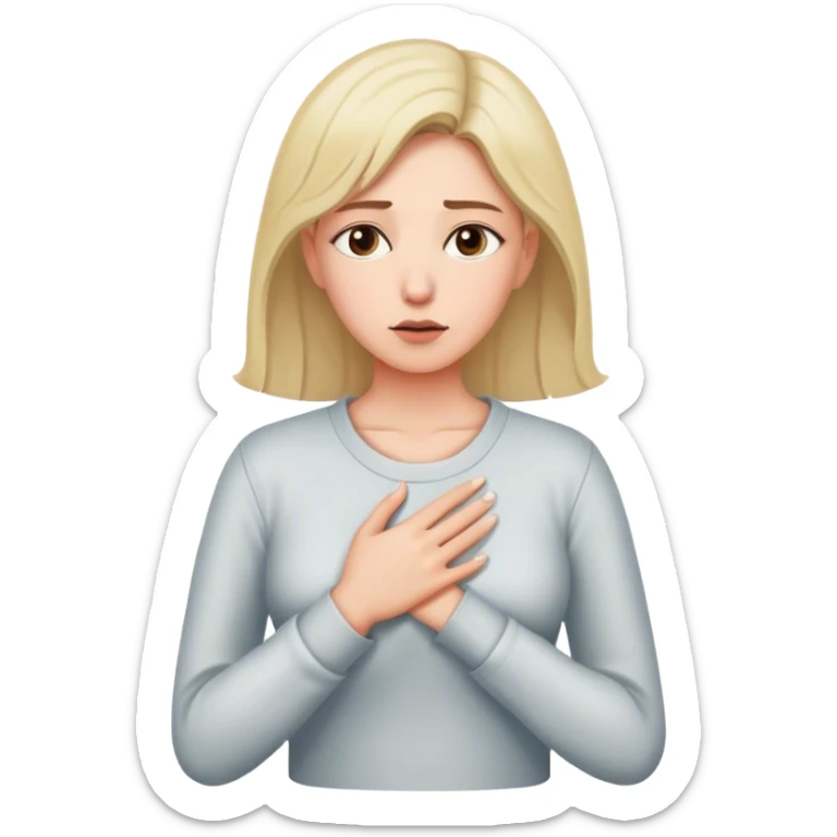 a woman in a crossroads places a hand on their chest, taking a deep breath before choosing the lighter path, symbolizing their decision to respond instead of react with peace. light sticker