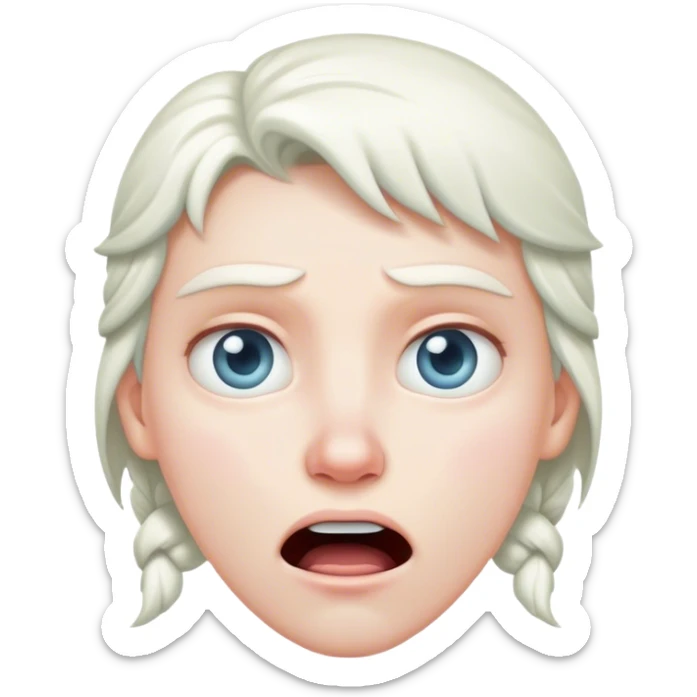 Blank stare, mouth slightly open, frozen in a moment of mental malfunction. sticker