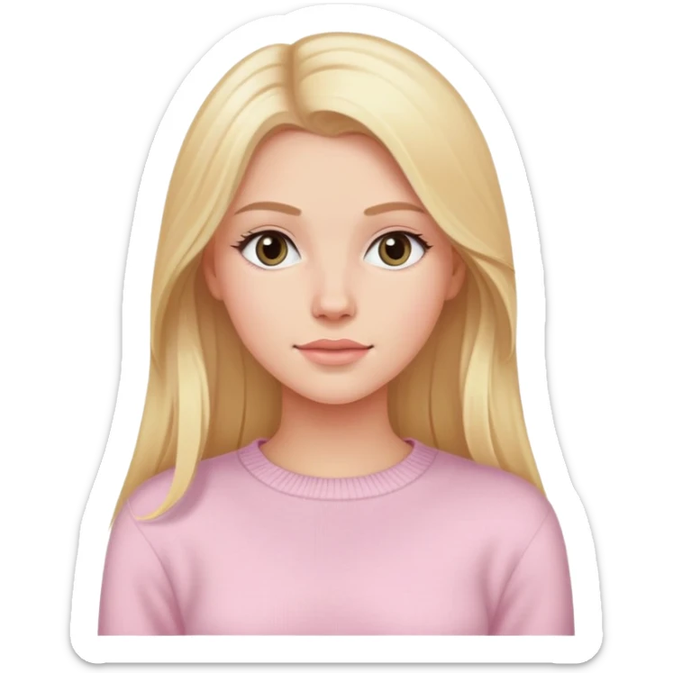 Beautiful white girl with long blonde hair wearing light pink sweater  sticker