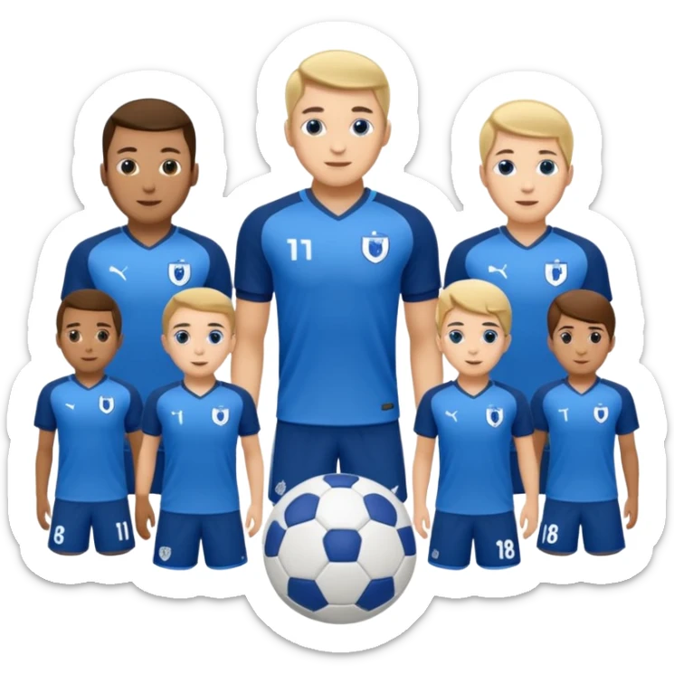 Het moet een staf worden van 3 prestatieteams voetbal van Olympia'18 met de hoofdkleuren blauw en wit, abstract sticker