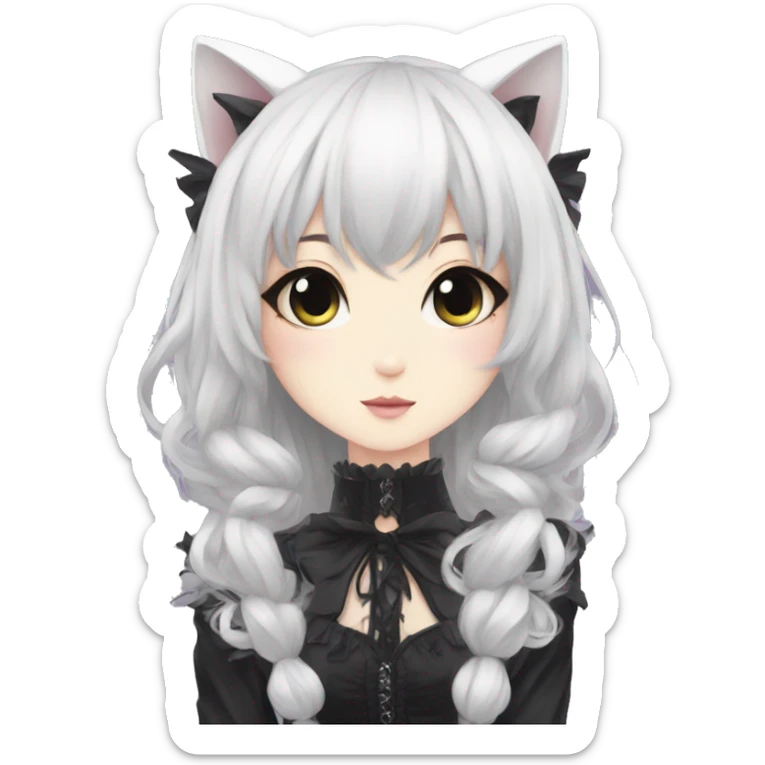Edgy Kawaii Cute Cool Beautiful Elegant Pretty Anime Gothic Catgirl sticker