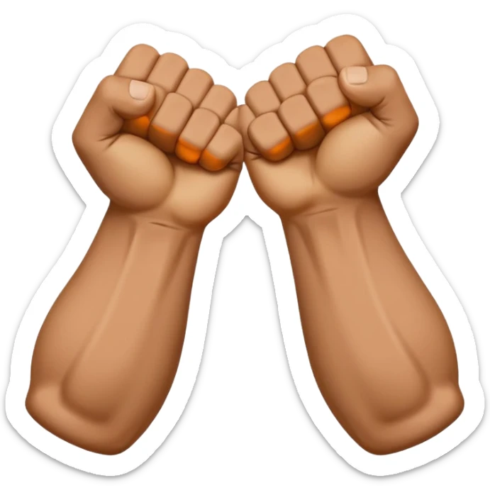 Two fists crossed over each other at the wrists like being handcuffed just without the cuffs in an upward and downword motion sticker