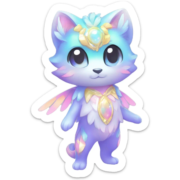 Shiny Shy Cool Sparkly Colorful Pastel beautiful fantasy Kawaii Ethereal Sona Fakemon-animal Full Body sticker