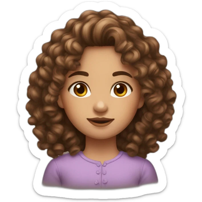face of midle easten curly tenage girl with medium brown hair in top sticker