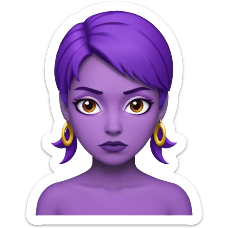 emoji of a racially ambiguous woman, who looks serious. no skin color please. use a color. sticker
