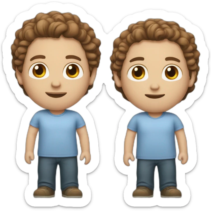 white guy with brown curly hair on top and normal hair on sides sticker