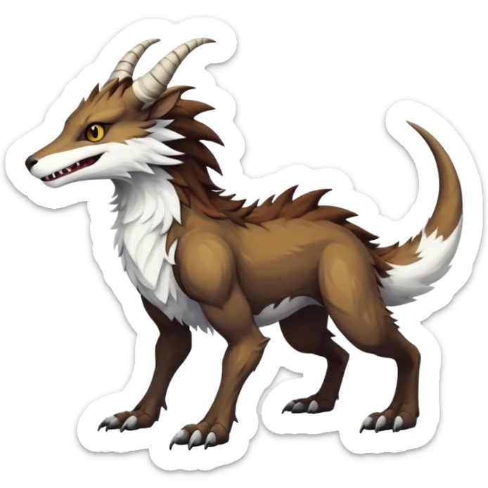 Sergal-Vernid-hybrid-animal-creature, full body, 4 legs, horned sticker